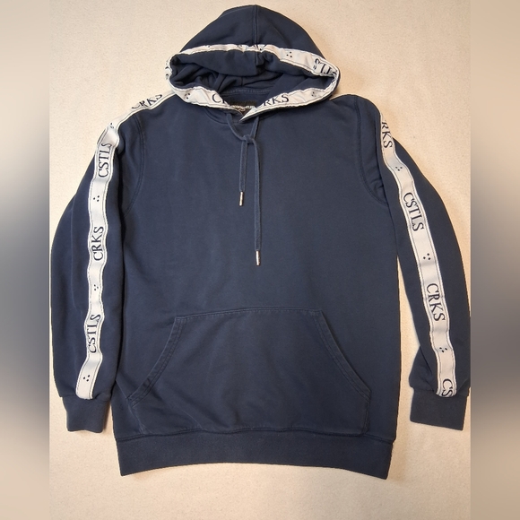 Crooks & Castles Other - Crooks & Castles Navy Hoodie with White Branded Sleeve Tape